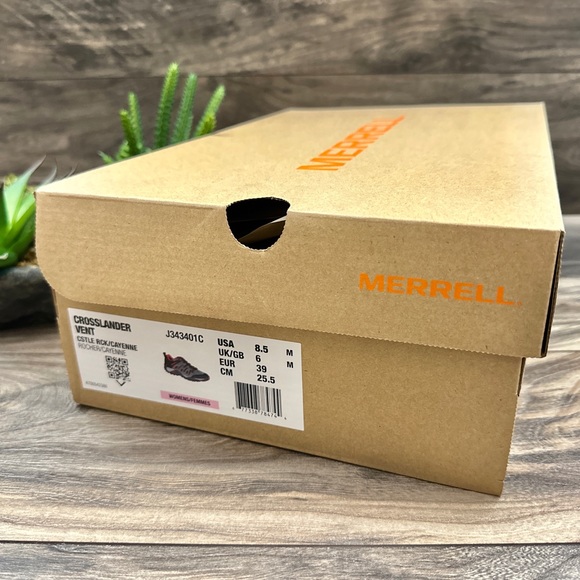 NIB Merrell Crosslander Vent Hiker Sneaker Gray Castle Rock Cayenne - Picture 12 of 16